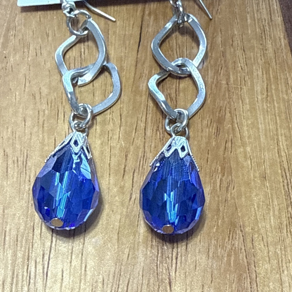 Bijuju Artisan Boho Blue Earring W Silver Colored Nwt - Picture 2 of 3